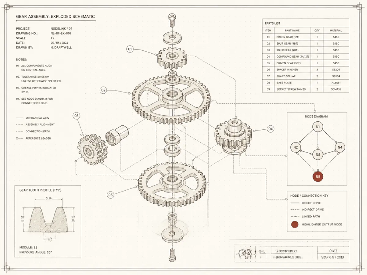 AI Integration — drafting illustration