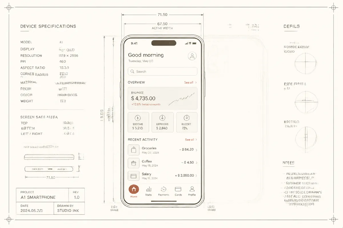 Mobile Experience — drafting illustration